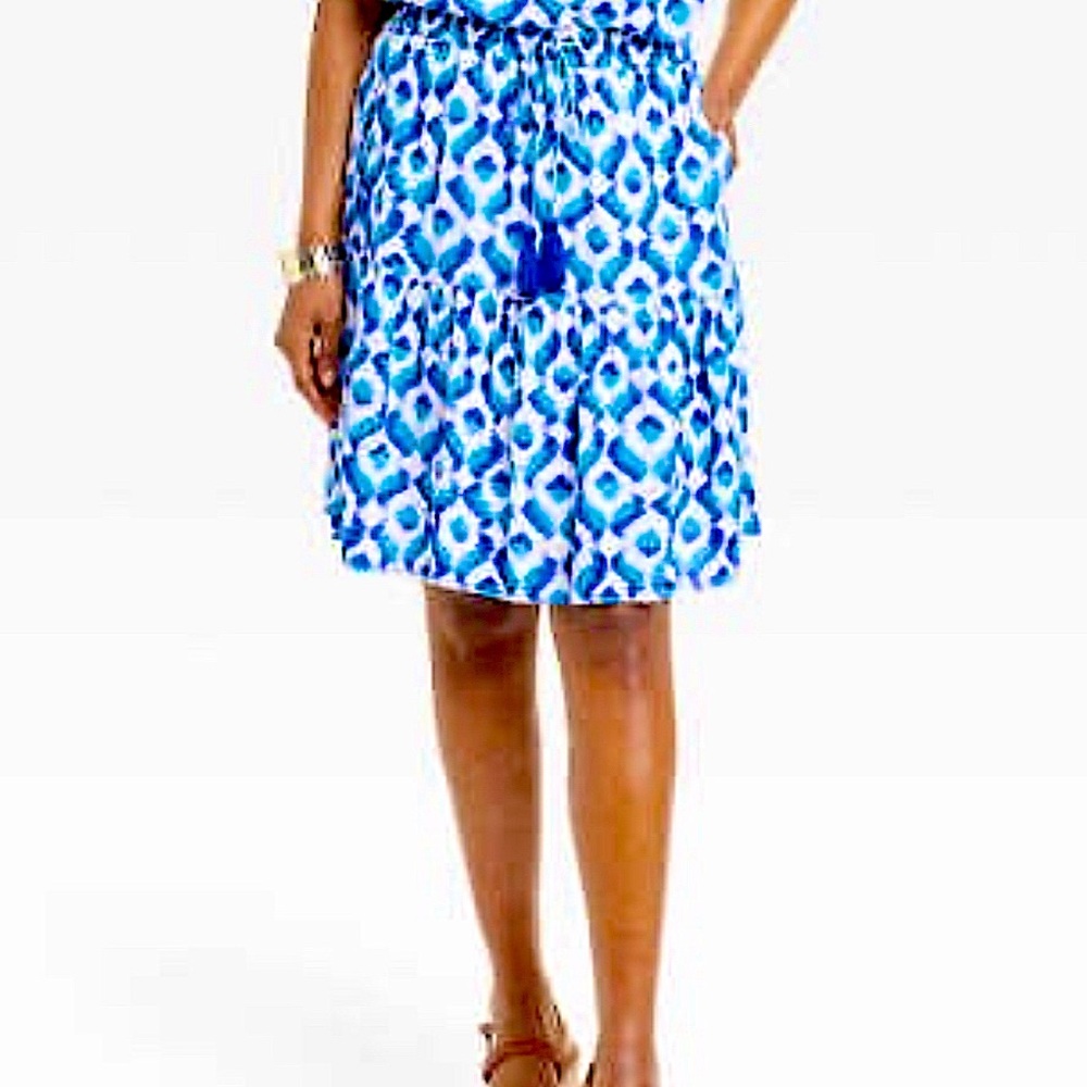 Knox rose blue and white patterned knee length skirt size medium